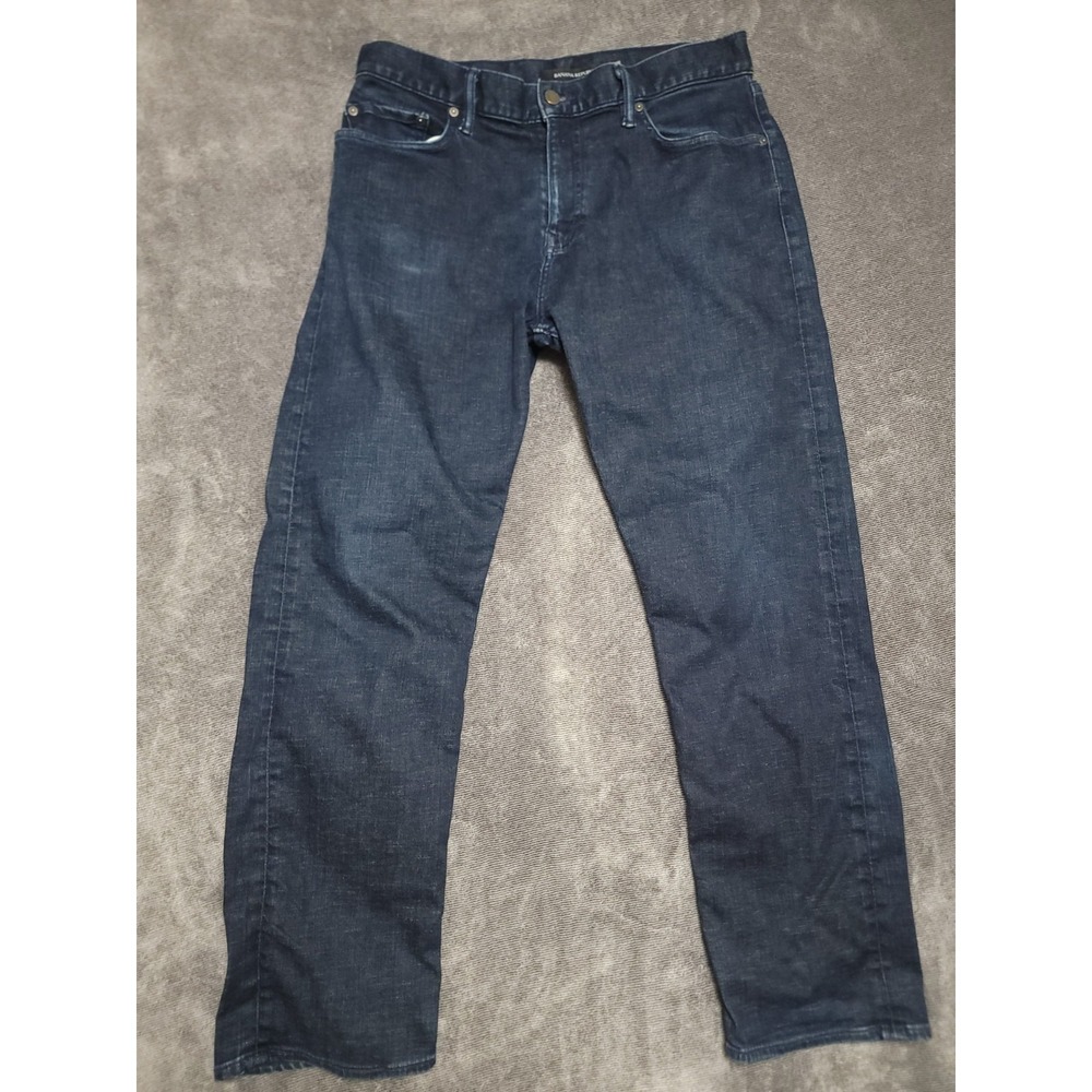 Banana Republic RMD Mens Dark Blue Jeans Straight Leg ‎  Sz 33 x 30 Distressed